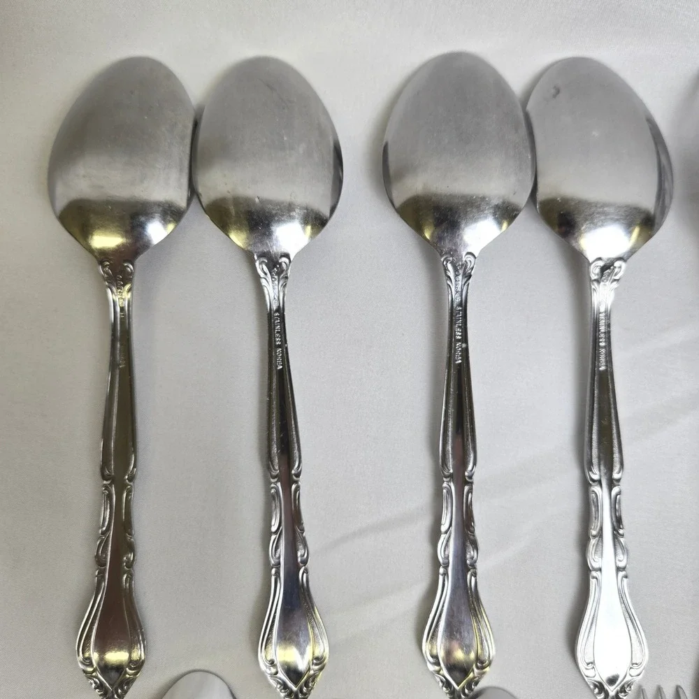 15 Piece Rogers Stainless Korea Flatware Set Auberge Pattern Forks Spoons